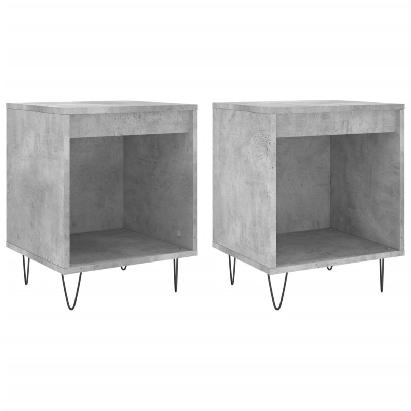Mursida 40cm W Metal Bedside Table, Concrete Grey
