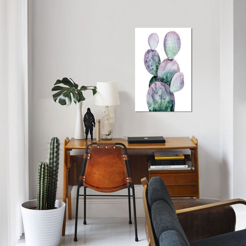 «Purple Cactus II», reproduction sur toile, H 18 po x l 12 po x P 1,5 po, Toile tendue, Pas de tapis