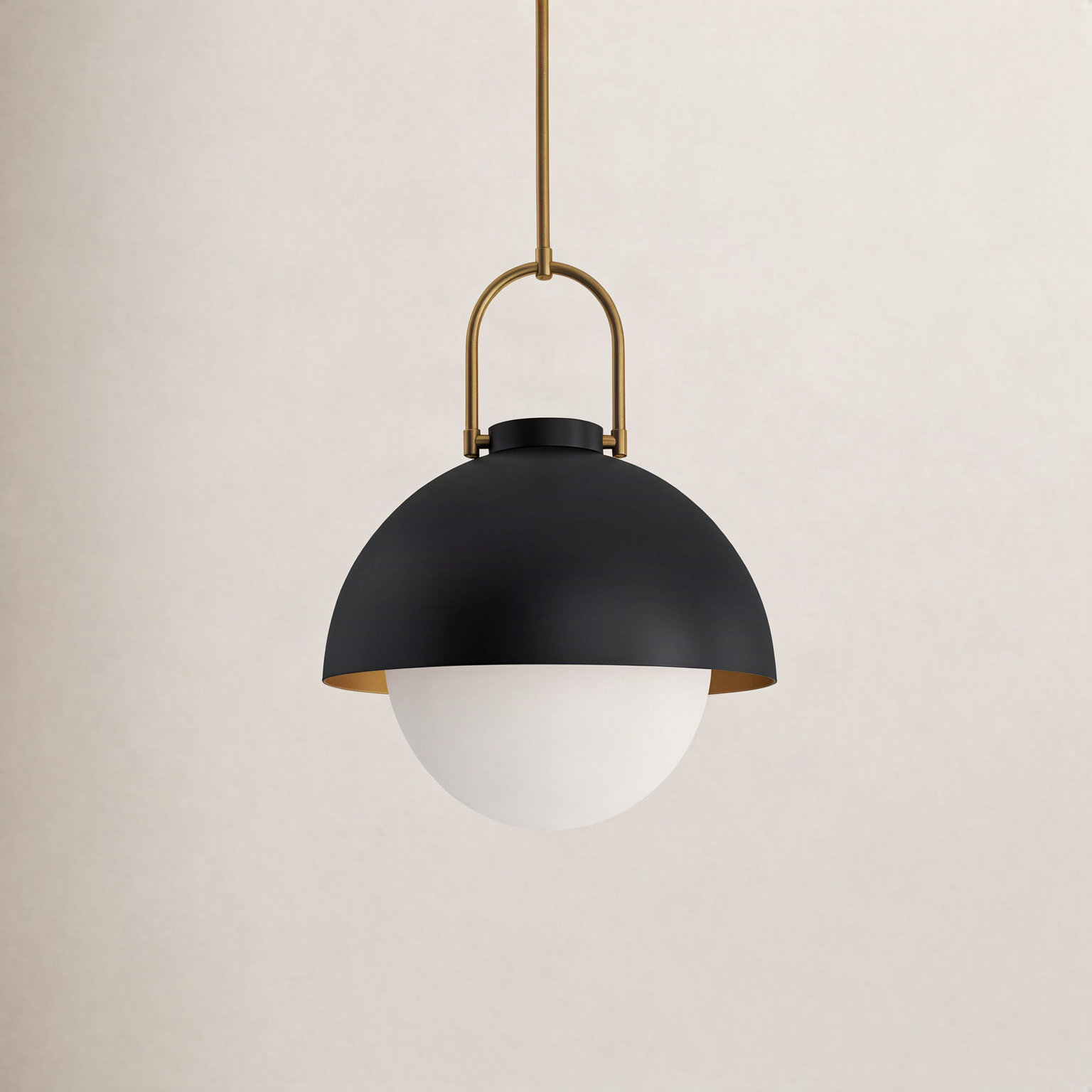 Navarre Single Light Glass Pendant, Matte Black