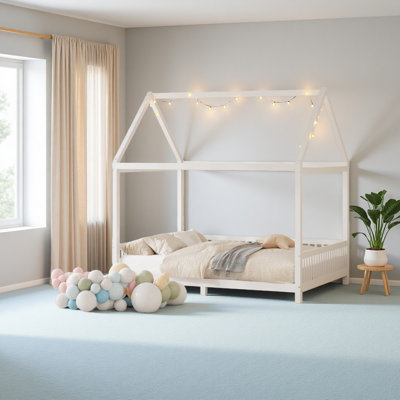 House Bed With Guardrail And LED