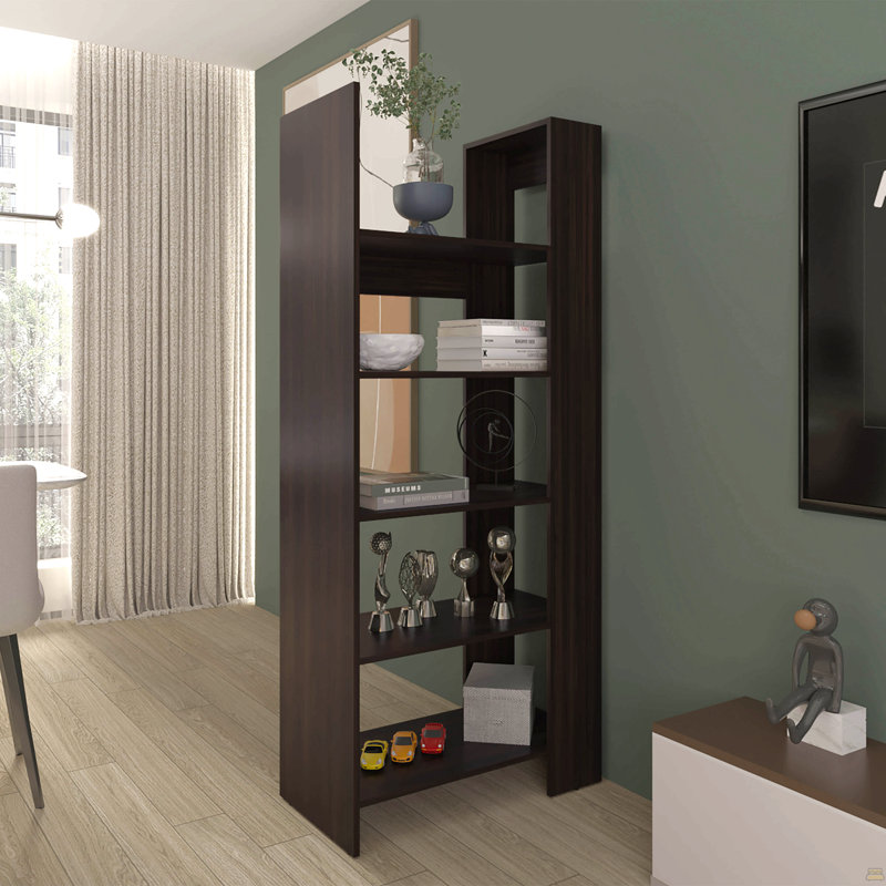 Bookcase, 5 Shelves, Dark Walnut
