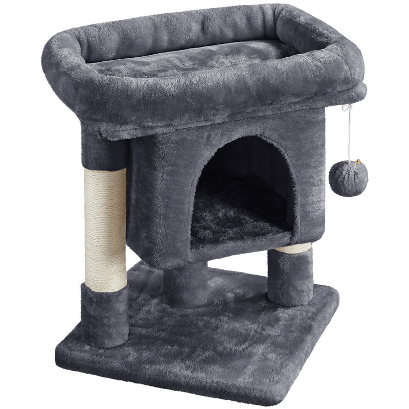 Brympton 23.5″ Height Two-Level Cat Tree with Condo, Dark Gray