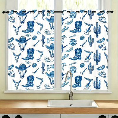 2 pièces de bottes de cowboy à motif de cactus rideaux occultants pour le salon, la chambre à coucher, la cuisine, l'isolation thermique, le bruit, la chambre, obscurcir les rideaux de la fenêtre, la décoration intérieure