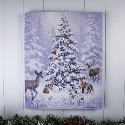 Woodland Christmas 16x20 Fiber Optic Canvas