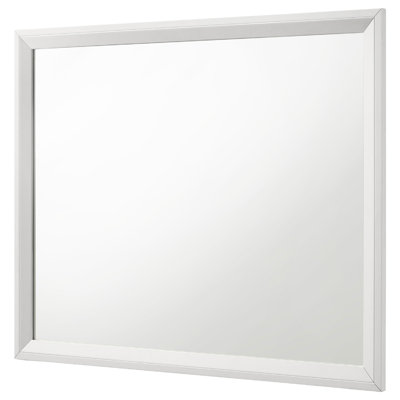 Noro Dresser Mirror With Slim Trim, Open Mitered Corners, White Wood