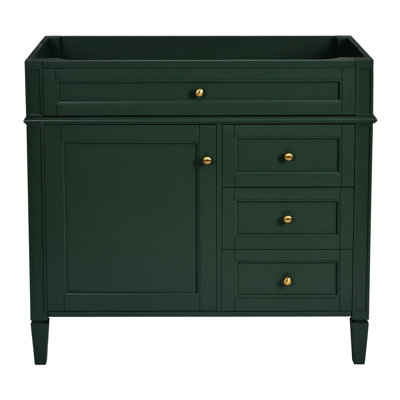 Rangement de salle de bain moderne 36 po - Armoire en bois massif avec 2 tiroirs, tiroir coulissant et solutions polyvalentes pour des options variées
