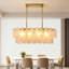 Luminaire suspendu de style lustre en cristal doré avec verre nuage pour îlot de cuisine / salle à manger 8 lumières