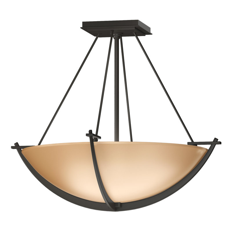 Plafonnier semi-encastré 3 lumières Compass, Fumée foncée, Sable, H 16 po x l 18,1 po x P 18,1 po