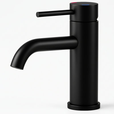 Noir mat, poignée simple, robinet de salle de bain, trou, acier inoxydable, cartouche anticorrosion, finition rayée, rouille des lignes d'alimentation