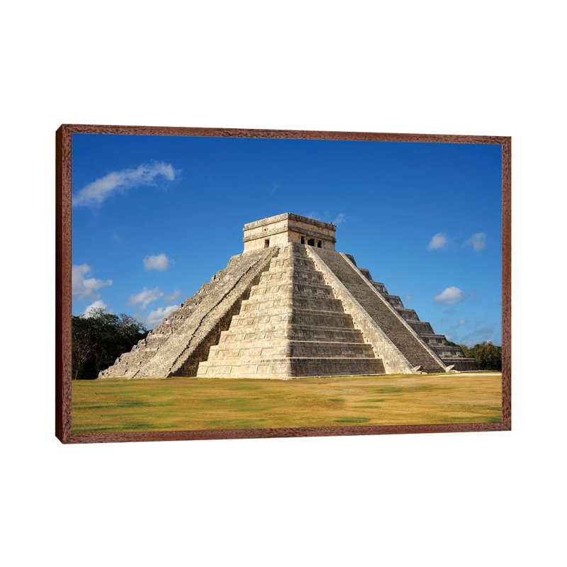 El Castillo, Mayan Ruin, Chichen Itza II 1 Piece Floater Frame Wall Art on Canvas, 66.04 cm H x 101.6 cm W, Brown