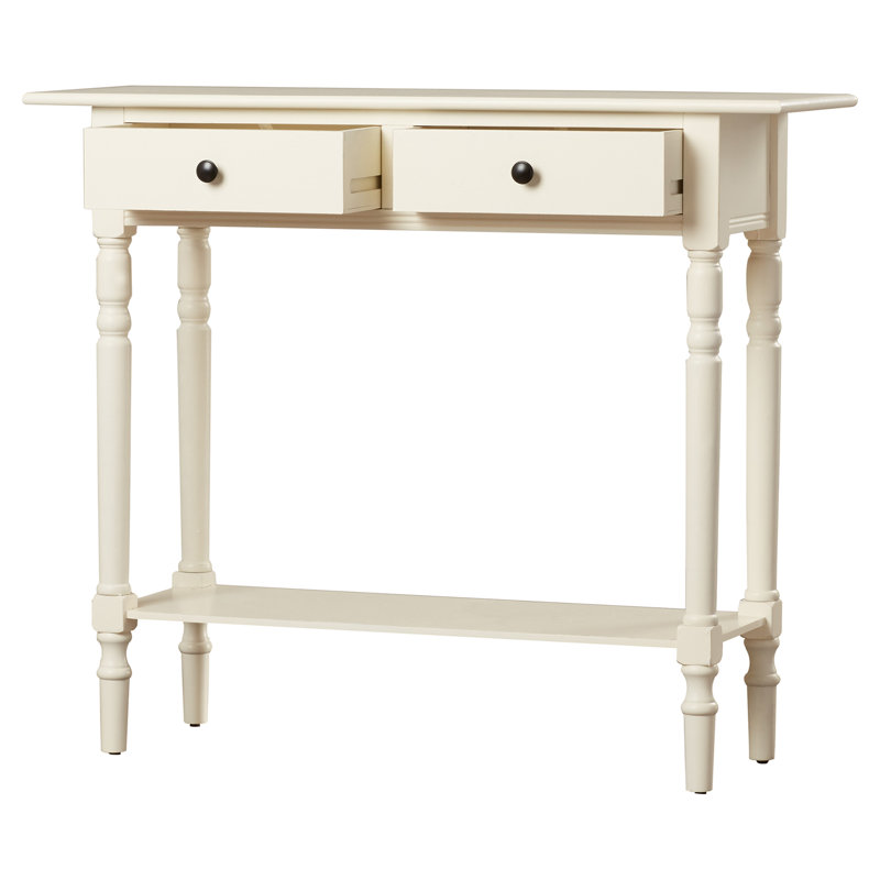 Console en bois massif de 37,8 po Tuoi, Patiné crème