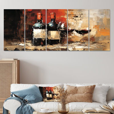 «Midnight Blue Sommeliers Red Wine - Wine», art mural 5 pièces pour le salon
