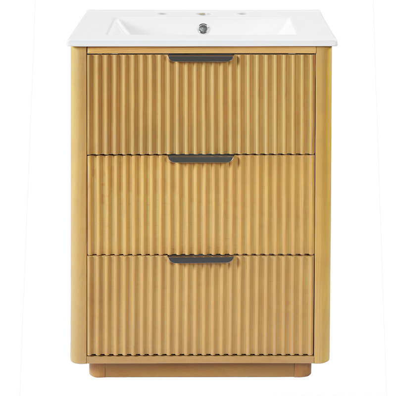 24" Small Bathroom Vanity With Ceramic Top