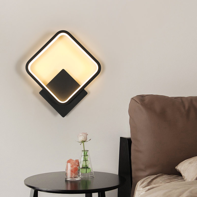 Square 30cm LED Aluminium Wall Light, Matte Black