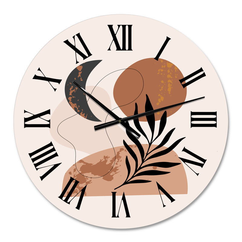 Lune et soleil en forme de terre cuite rétro I - horloge murale moderne, Moyen