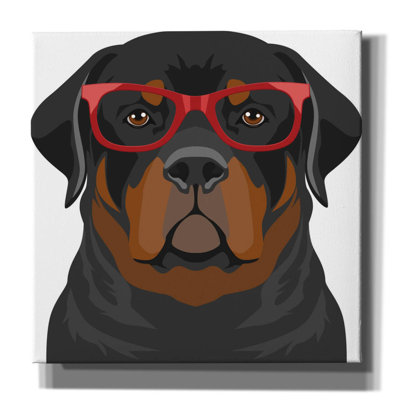 " Rottweiler Wearing Hipster Glasses 1 " by Furbaby Affiliates