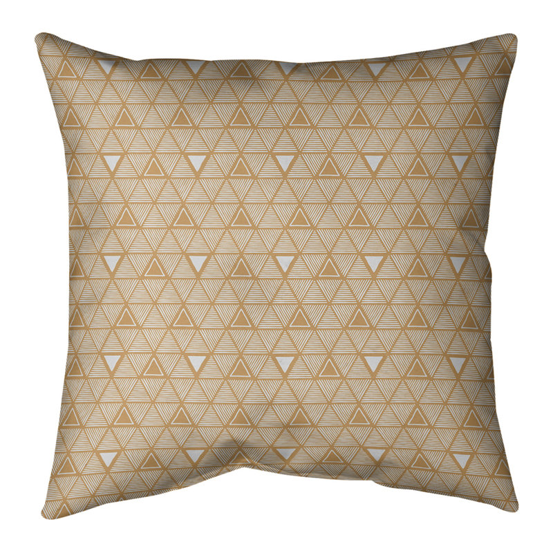 Coussin décoratif triangles dessinés à la main classiques, H 18 po x l 18 po, Duvet synthétique, Orange clair