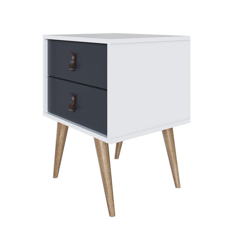  Table de chevet 18 tiroirs l 18 po, Bleu foncé/blanc