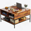 Table basse fonctionnelle à plateau rabattable avec rangement, idéale pour organiser les espaces de vie et rehausser la décoration intérieure