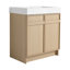 Meuble-lavabo autoportant de 30 po avec lavabo en résine blanche et 2 portes d'armoire à fermeture en douceur