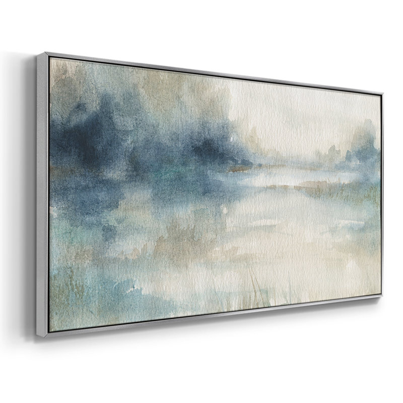 Still Still Waters II - Toile tendue avec cadre encadré - Prêt à accrocher, H 17 po x l 33 po, Argent argent