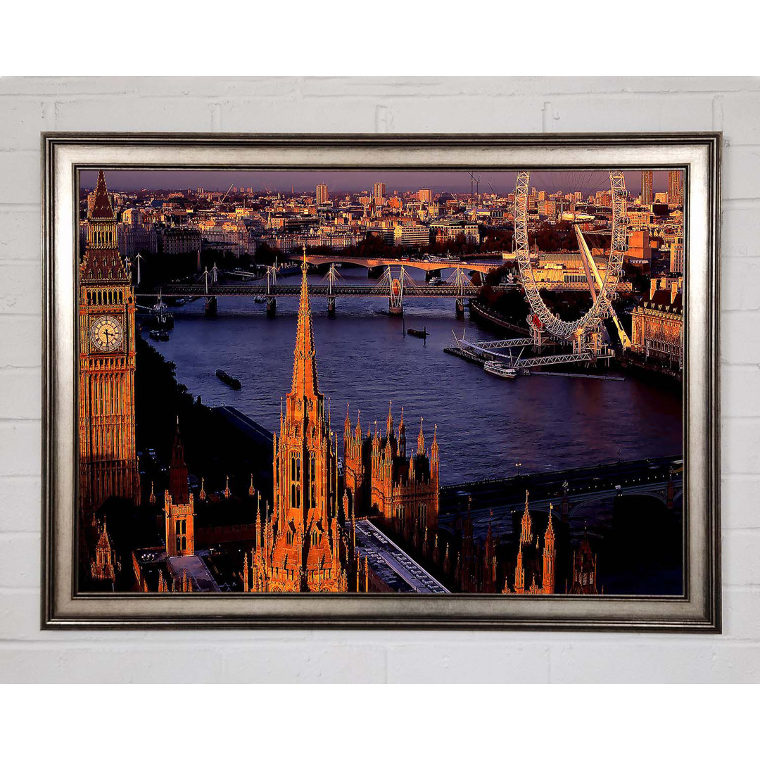 London Morning Glow over the Thames - Einzelner Bilderrahmen Kunstdrucke