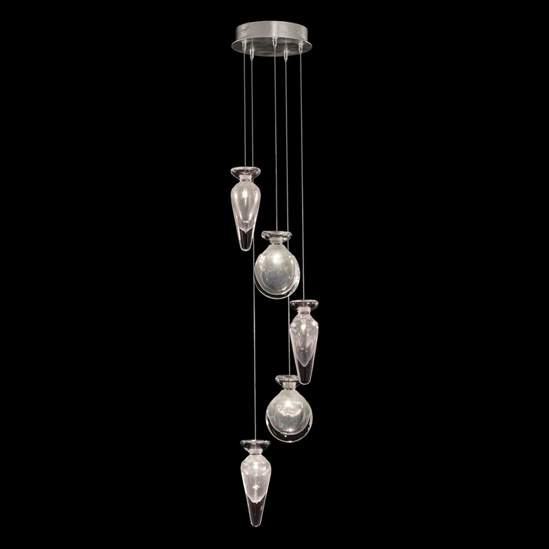Luminaire suspendu rond l 11,5 po Essence, Argent, Transparent