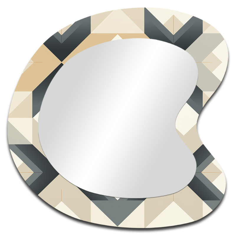 Minimalist Symmetry Boho Pattern - Irregular Geometric Assymetrical Modern Unique Wall Mirror, 27" x 27"