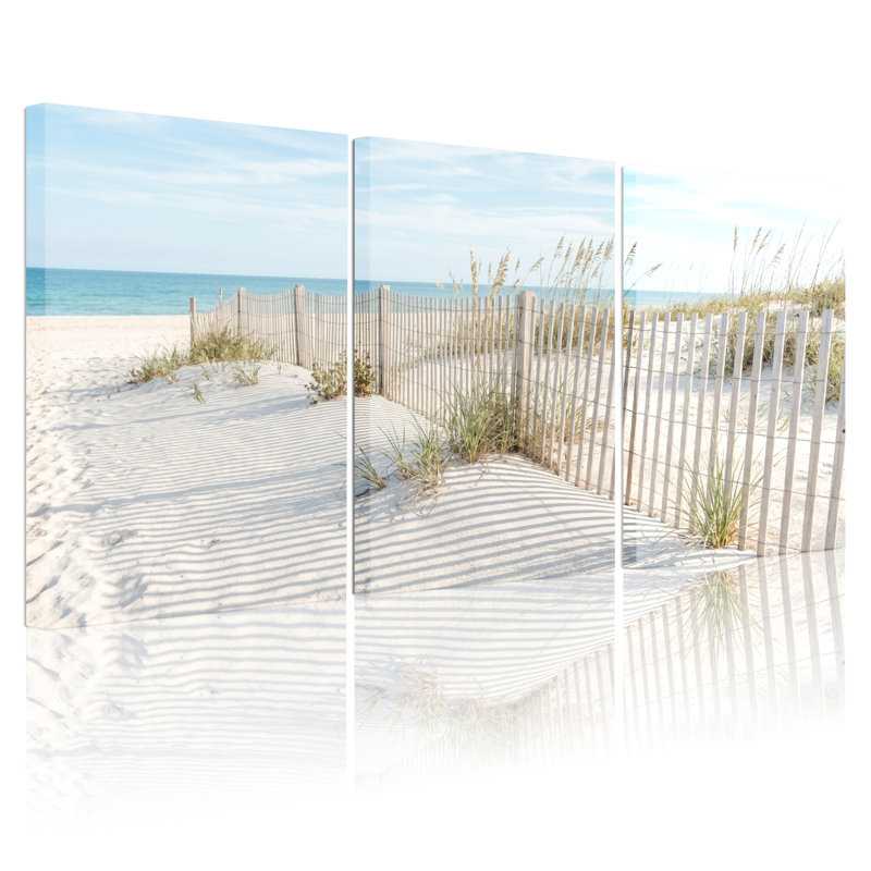 Ensemble de 3 tableaux sur toile représentant des dunes de plage, pour la décoration du salon et de la chambre., 2030