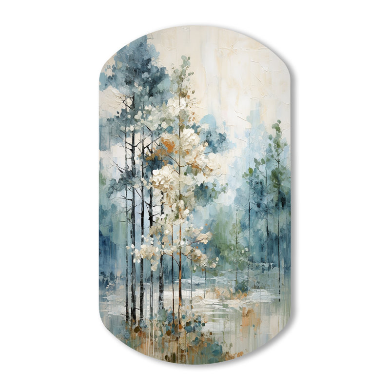 Haliee pin enchanté forêt II - pin en forme de cylindre décoration murale irrégulière en métal, H 31 po x l 19 po