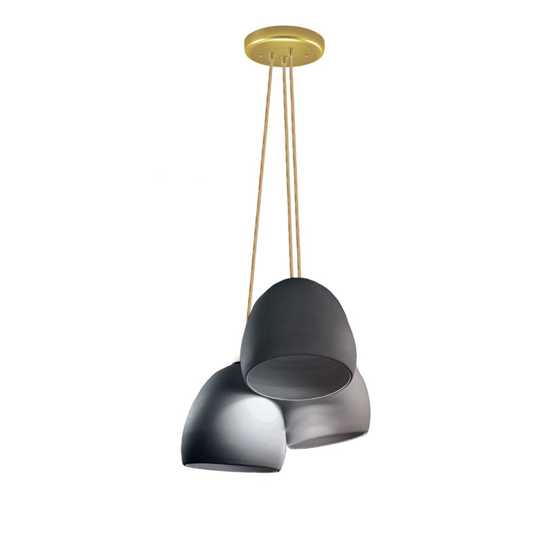 Plafonnier en dôme à 3 lumières, Incandescent, Laiton, H 116 po