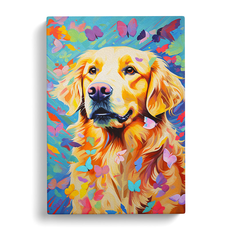 Golden Retriever Contemporary - Wrapped Canvas, 60cm H x 40cm W x 3cm D