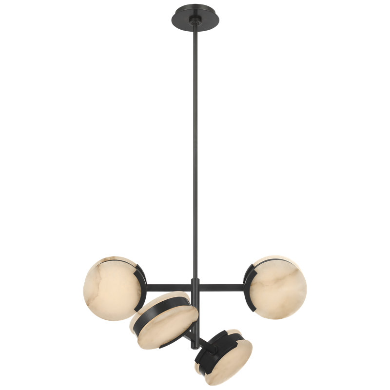 Kelly Wearstler Melange 25" Multi-Positional Semi-Flush Chandelier in Bronze with Alabaster, Bronze