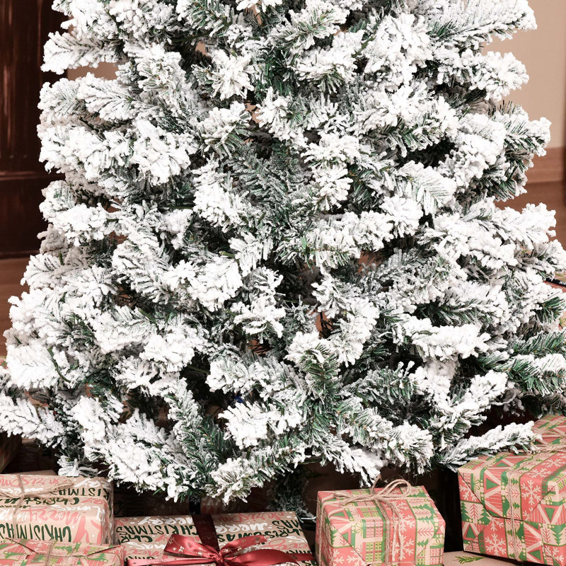 Sapin de Noël artificiel mince enneigé enneigé 7,5 pi avec branches réalistes HOMcom
