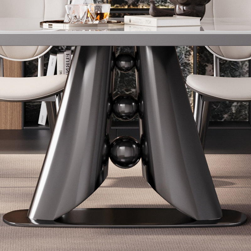 Ensemble de table de salle à manger rectangulaire de luxe de style italien, H 29,5 po x L 55,1 po x l 31,5 po, Blanc