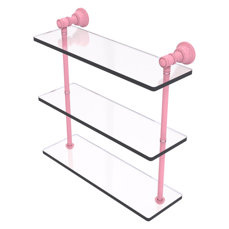 Freyja 3 Piece Glass with Towel Bar, 16" H x 16" W x 5.54" D, Pink