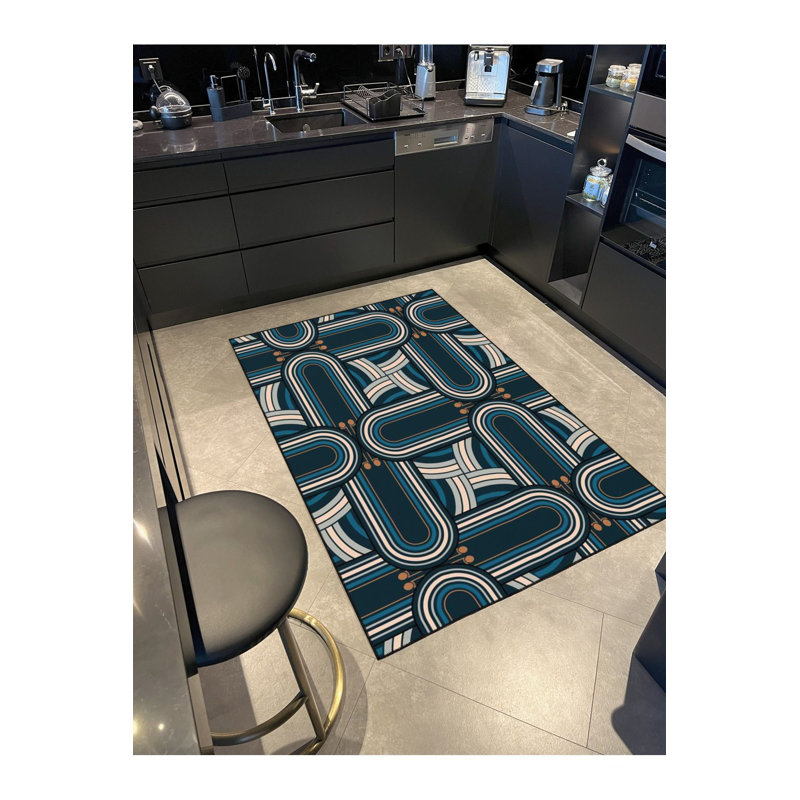 Modern Themed Patterned Woven Base Washable Rug, Square 3'3" Rug Pad Included