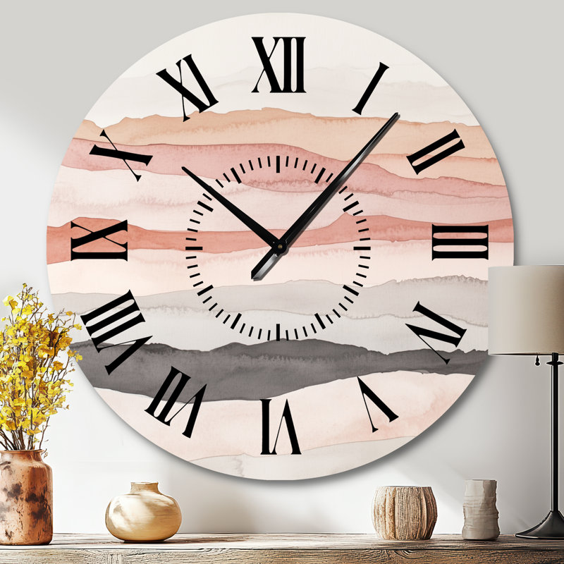 Glam Wave Orange II - Horloge murale moderne en métal, Grand