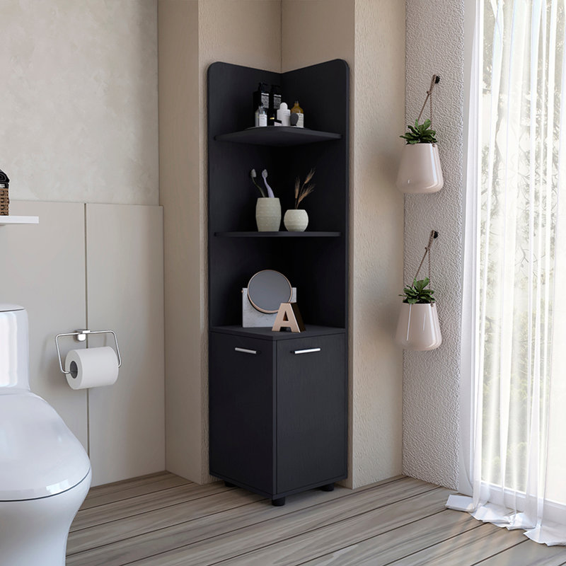 Freestanding Cabinet Kairatu, Bathroom, Black, Black