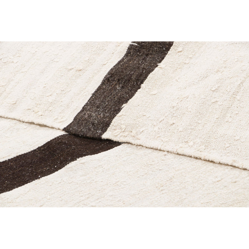 Vintage Turkish Kilim Hemp Rug with Brown Stripes by Rug & Kilim, 1950-1959, Black