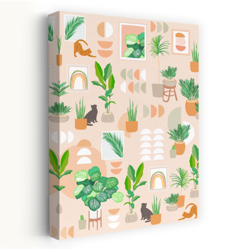 «Modern Boho Houseplants», reproduction géométrique moderne de plante de chat, art mural, H 24 po x l 16 po