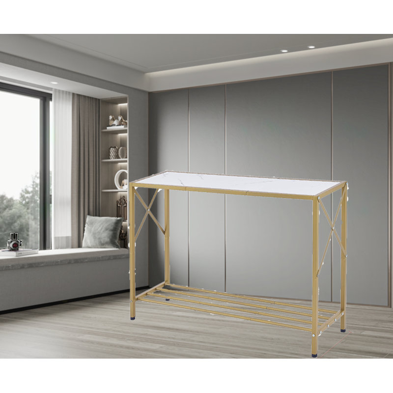 Industrial Entrance Table, White, Gold