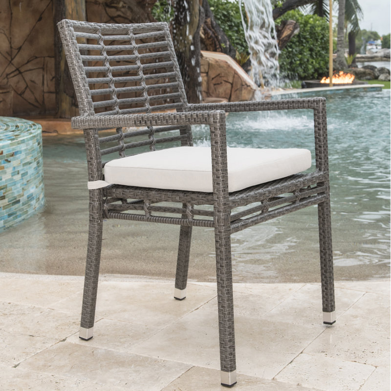 Chaise de terrasse empilable avec coussin Coldfield, Toile toile Sunbrella® bleu ciel