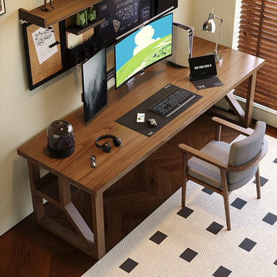Bureaux rectangulaires en bois massif noyer