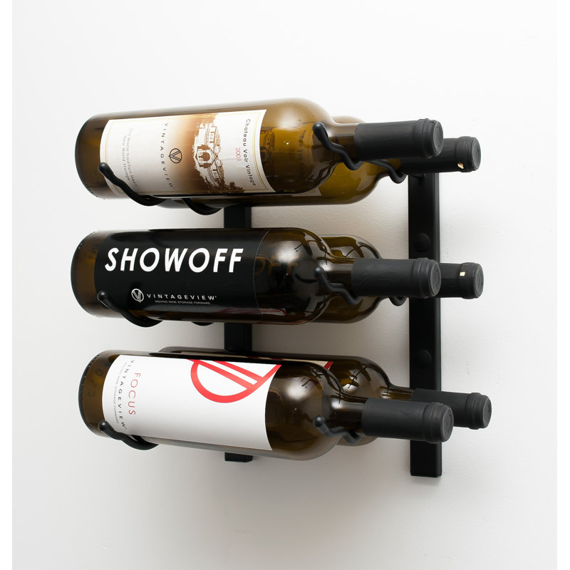 W Series Wall Mounted Wine Rack (6 Bottles, Matte Black)