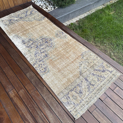 Vintage Turkish Runner Rug in Brown and Ivory for Hallways Made of Flatweave Wool