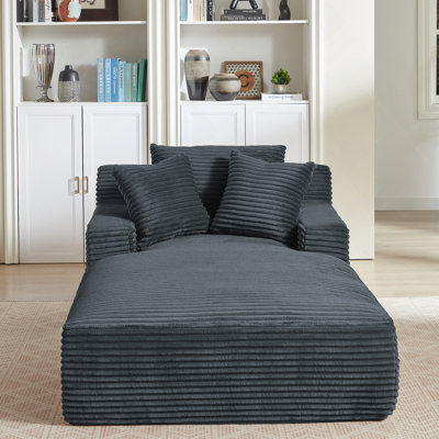 Très grande chaise longue d'intérieur, canapé rembourré en velours côtelé moderne, aucun assemblage requis, canapé-lit confortable pour le salon, le bureau