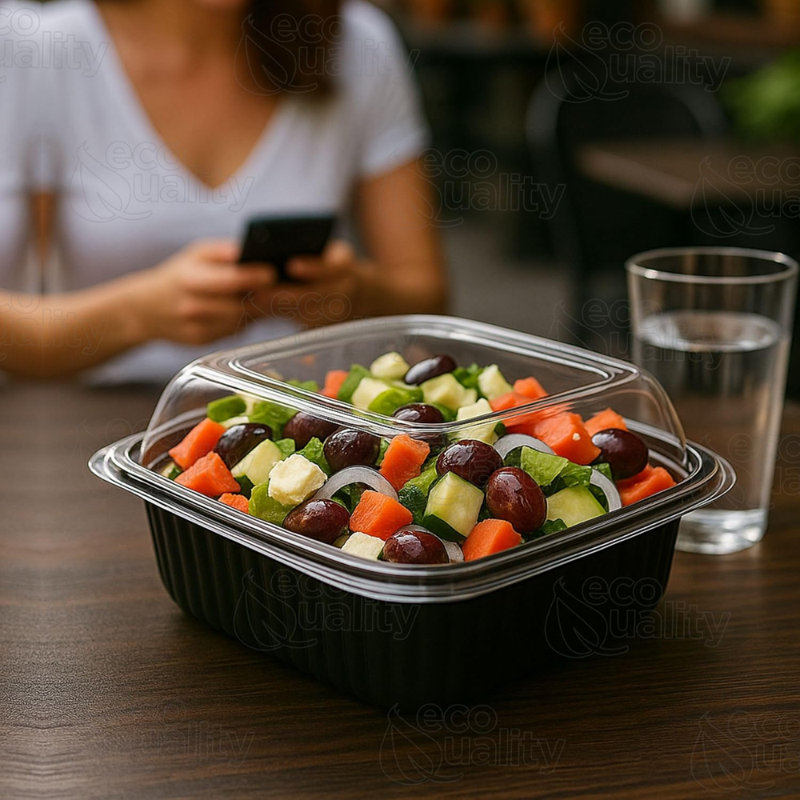  Contenant alimentaire carré en plastique 36 oz 36 oz avec couvercle en dôme transparent jetable pour emporter, restaurants, préparation de repas, restauration, livraison (25)