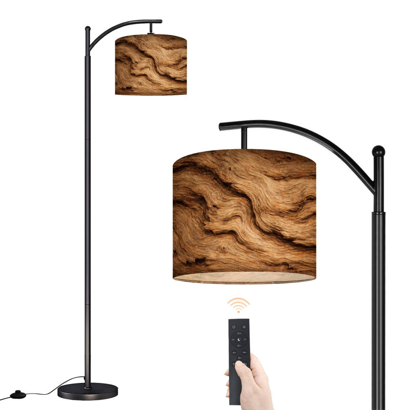 Lampe sur pied à arc avec abat-jour réglable Lampe sur pied en bois vieilli pour l'industrie du bois