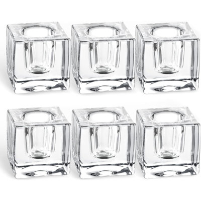6-pack Clear Glass Taper Candle Holders For Table Decor